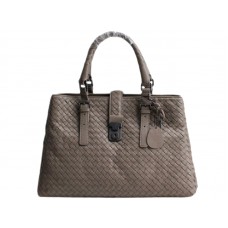 Bottega Veneta Roma Intrecciato Tote de cuero Gris