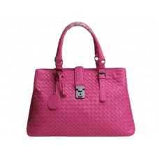 Bottega Veneta Roma Intrecciato Tote de cuero Rosa fuerte