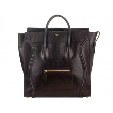 Bolso grande Celine Luggage de piel de becerro color chocolate