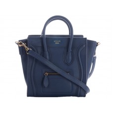 Mini bolso tote Celine de piel de becerro azul oscuro