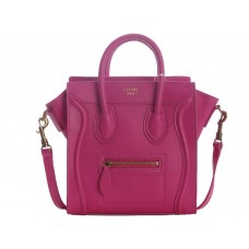 Mini bolso tote Celine de piel de becerro rosa intenso