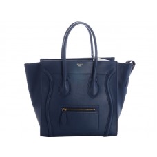 Bolso tote mediano Celine de piel de becerro azul oscuro