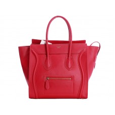 Bolso tote mediano Celine Luggage en piel de becerro roja