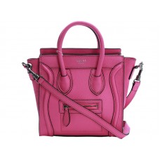 Mini bolso tote Celine de piel de becerro rosa fluorescente