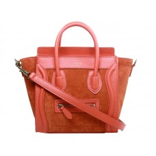 Mini bolso tote Celine de piel de becerro naranja/ante naranja