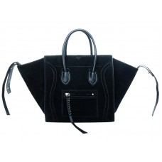 Bolso tote cuadrado Phantom de Celine, de piel de ante negra