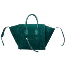 Bolso tote cuadrado Phantom de Celine Luggage en piel de ante color hierba