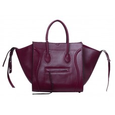 Bolso tote cuadrado Phantom de Celine, color vino con ribete negro