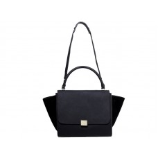 Bolso de hombro Celine Trapeze de piel de becerro negra/gamuza negra