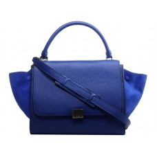 Bolso de hombro Celine Trapeze de piel de becerro con ante azul