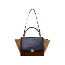 Bolso de hombro Celine Trapeze de piel de becerro multicolor negro/vino/marrón