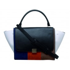 Bolso de hombro Celine Trapeze de piel de becerro multicolor en negro, azul, naranja, beige y blanco.