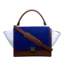 Bolso de hombro Celine Trapeze de piel de becerro multicolor azul/marrón/blanco