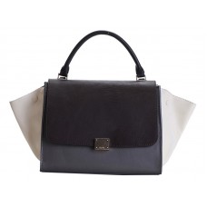 Bolso de hombro Celine Trapeze de piel de becerro multicolor chocolate/gris/crema