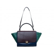 Bolso de hombro Celine Trapeze de piel de becerro multicolor chocolate/azul marino/verde