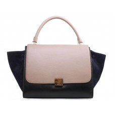 Bolso de hombro Celine Trapeze de piel de becerro multicolor rosa/negro/ante azul