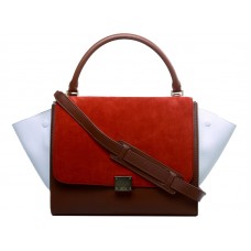 Bolso de hombro Celine Trapeze de piel de becerro multicolor rojo/marrón/blanco