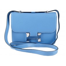 Bolso de hombro Hermes Constance 23 de piel Togo azul