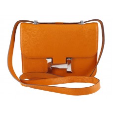 Bolso de hombro Hermes Constance 23 de piel Togo naranja