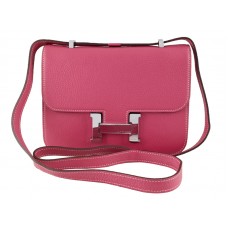 Bolso de hombro Hermes Constance 23 de piel Togo rosa