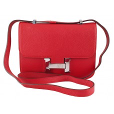 Bolso de hombro Hermes Constance 23 de piel Togo roja