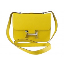 Bolso de hombro Hermes Constance 23 de piel Togo amarilla