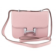 Bolso de hombro Hermes Constance 23 de piel Togo en rosa claro