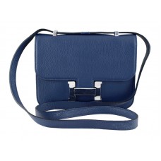 Bolso de hombro Hermes Constance 23 de piel Togo azul oscuro