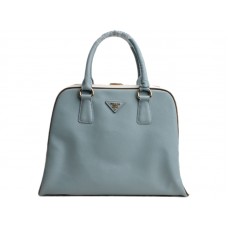 Bolso Prada Saffiano con asa superior enmarcada en azul