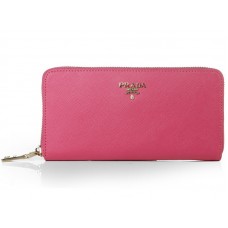 Cartera Prada Saffiano Zippy Rosa Fuerte
