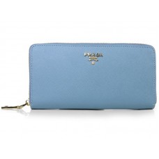 Cartera Prada Saffiano Zippy Azul Claro