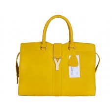 Bolso tote grande de piel Cabas Chyc de Yves Saint Laurent, color amarillo