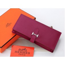 Hermes Epsom Original - Cartera plegable Bearn Japonaise de piel de becerro, color violeta y rojo
