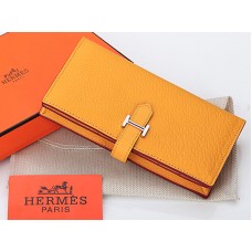 Cartera plegable Hermes Dogon Togo Original de piel de becerro Bearn Japonaise en amarillo