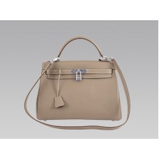 Hermes Kelly 32cm Togo Cuero Clemence Gris Clair
