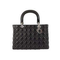Bolso grande de piel de cordero Dior negro