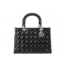 Bolso grande Dior de charol negro