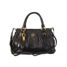 Bolso satchel Prada Nappa Gauffre horizontal antiguo negro