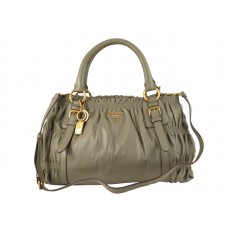 Bolso satchel Prada Nappa Gauffre horizontal antiguo color caqui