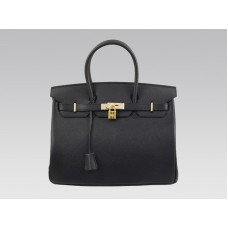 Hermes Birkin Clemence 35 cm negro con herrajes dorados