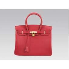 Hermes Birkin Clemence Rouge Vif de 35 cm con herrajes dorados