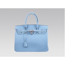 Hermes Birkin Togo Clemence Jean azul de 35 cm