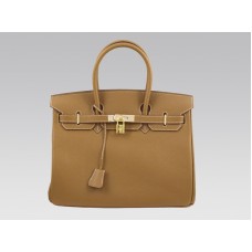 Hermes Birkin Togo Clemence Gold de 35 cm con herrajes dorados