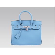 Hermes Birkin Togo Clemence Jean azul de 30 cm