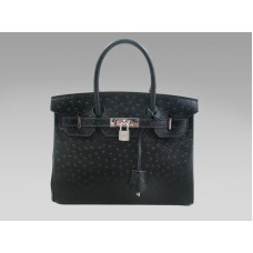 Hermes Birkin 30 cm avestruz negro