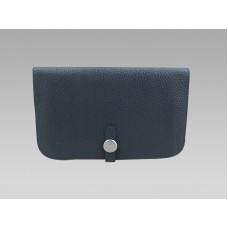 Cartera de piel Hermes Dogon Togo azul oscuro