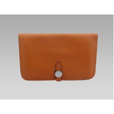 Cartera de piel Hermes Dogon Togo color naranja