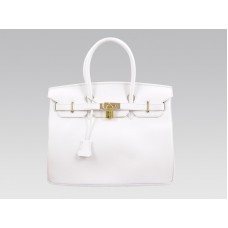 Hermes Birkin Togo Clemence de 35 cm, blanco con herrajes dorados
