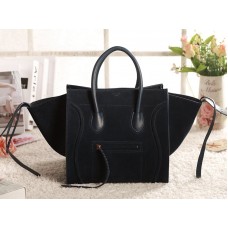 Bolso tote cuadrado Phantom de Celine, de piel de ante, color azul oscuro