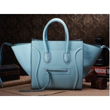 Bolso tote cuadrado Phantom de Celine Luggage, de piel Togo, color azul claro